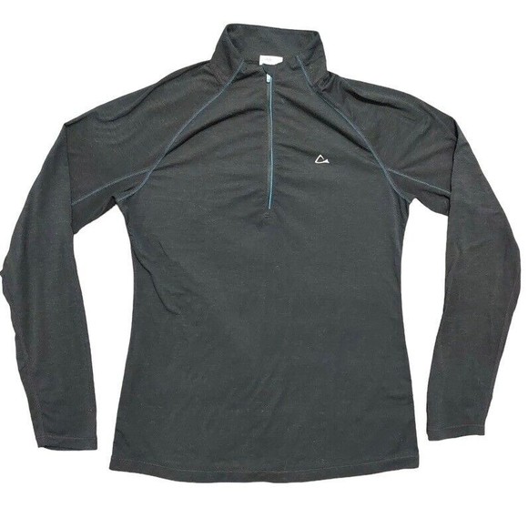 Merino Blend by Paradox 1/4 Zip Activewear Base Layer Top Black/Teal Women’s S - Picture 1 of 10